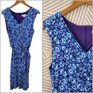 Coldwater Creek Wrap Top Dress size 4 Stretch Party Tie Waist Geometric Floral